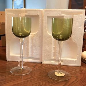 Set of 2 Crackle Glass Candle Holders and 6 Ball Candles